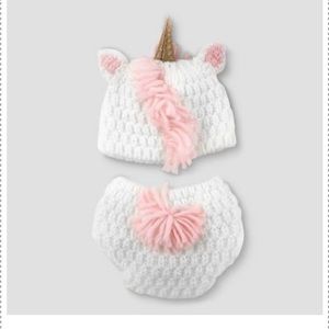 NWT Cloud Island Unicorn Hat & Diaper Cover